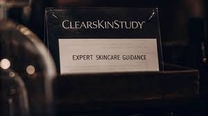 A sign displaying "ClearSkinStudy – Expert Skincare Guidance," representing professional skin health advice and solutions.